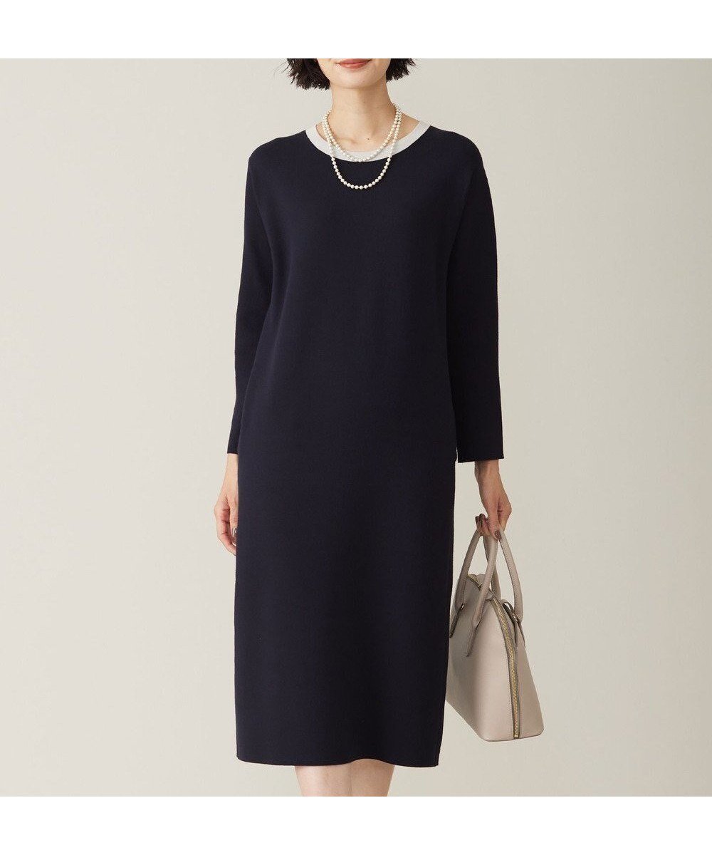 【ジェイ プレス/J.PRESS】の【WEB限定カラーあり・洗える】TRIM RAYON STRETCH ニット ワンピース インテリア・キッズ・メンズ・レディースファッション・服の通販 founy(ファニー) 　ファッション　Fashion　レディースファッション　Fashion for Women　ワンピース　Dresses　ニットワンピース　Knit Dresses　洗える　Machine Washable　カーディガン　Cardigan, Knitwear　シンプル　Simple, Minimal　ポケット　Pocket, Pocket Detail　ミラノリブ　Milano Rib, Milano Stitch　A/W・秋冬　Autumn/Winter　おすすめ　Recommended / Our Picks　エレガント 上品　Elegant　ネイビー系|ID: prp329100004756924 ipo3291000000034411278