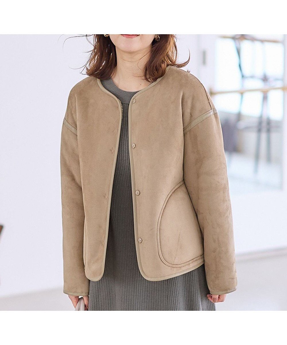 【エニィ スィス/any SiS】の【2WAY】リバーシブルショートボア アウター 人気、トレンドファッション・服の通販 founy(ファニー) ファッション Fashion レディースファッション Fashion for Women アウター Coat / Outerwear Collection レディースジャケット・軽アウター Jackets ノーカラージャケット / シンプル上品コーデ Collarless Jackets インナー Innerwear コンパクト Compact, Small Size ジャケット Jacket, Outerwear トリミング Trimming, Decorative Edge フェイクムートン Faux Shearling, Faux Mouton フェミニン Feminine, Girly ボンディング Bonding, Bonded Fabric ポケット Pocket, Pocket Detail リバーシブル Reversible, Two-Sided A/W・秋冬 Autumn/Winter other-1|ID: prp329100004756939 ipo3291000000034411413