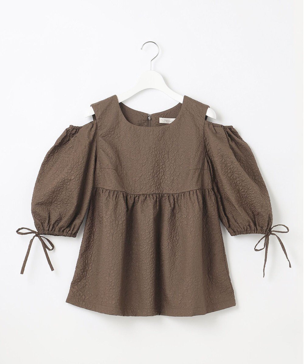 【フェルゥ/Feroux】の【洗える】フクレジャガードチュニック ブラウス インテリア・キッズ・メンズ・レディースファッション・服の通販 founy(ファニー) ファッション Fashion レディースファッション Fashion for Women トップス・カットソー Cut & Sew Tops シャツ・ブラウス・オフィスカジュアル Elegant Blouses & Button-Ups エアリー Airy Texture カーゴパンツ Cargo Pants, Utility Pants フェミニン Feminine, Girly 今季 This Season, Current Season 夏 Summer 春 Spring S/S・春夏 SS, Spring/Summer, Warm Season 洗える Machine Washable ダークブラウン系|ID: prp329100004756943 ipo3291000000034411475