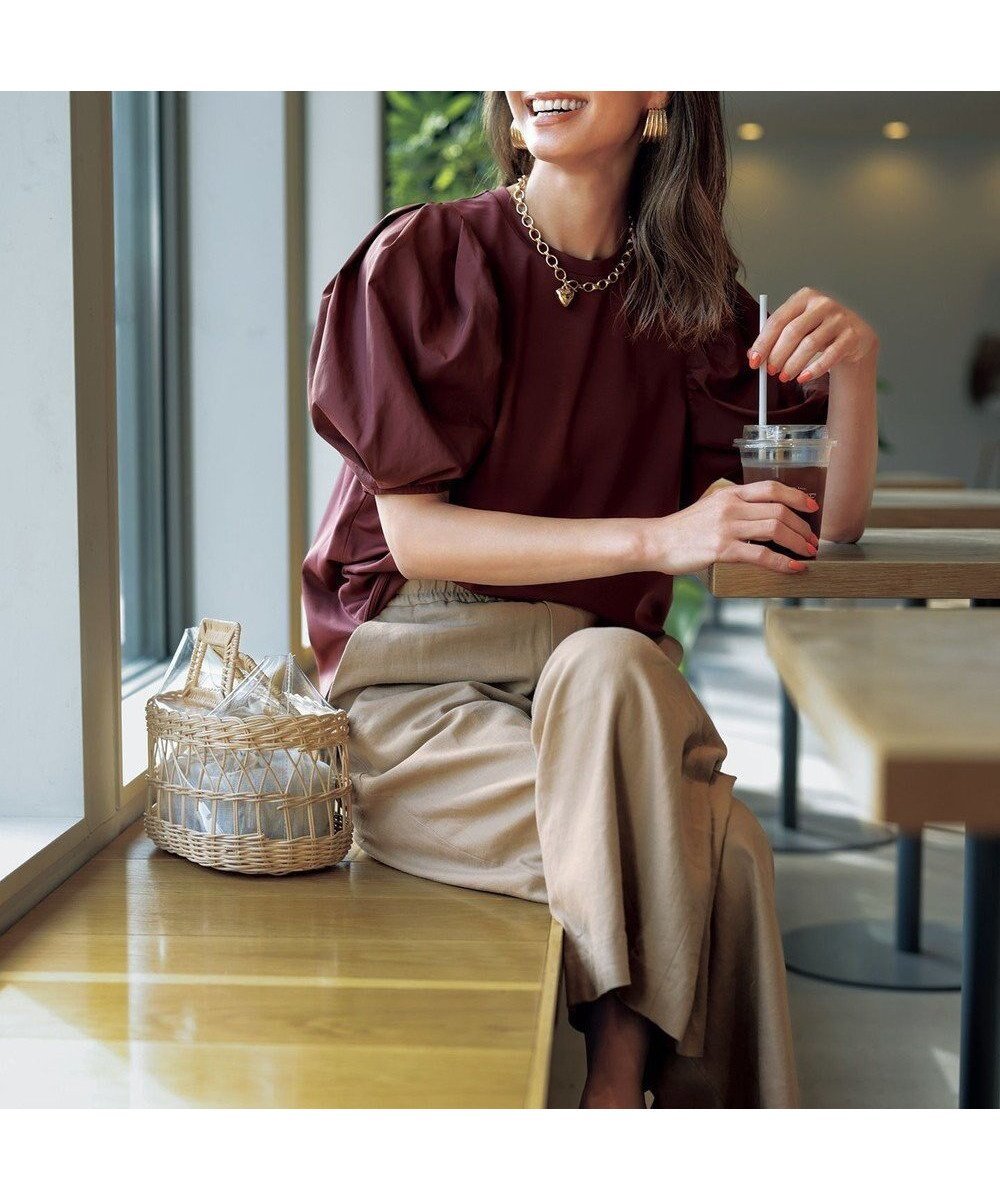 【アンフィーロ 自由区/UNFILO】の【接触冷感/吸水速乾】BEAUTY FORM パフスリーブ Tシャツ インテリア・キッズ・メンズ・レディースファッション・服の通販 founy(ファニー)  ファッション Fashion レディースファッション Fashion for Women トップス・カットソー Cut & Sew Tops シャツ・ブラウス・オフィスカジュアル Elegant Blouses & Button-Ups ロングTシャツ・Tシャツ Longline T-Shirts & Tees カットソー・ベーシックTシャツ Cut-and-Sewn Tops / Stretch Tees & Basics 春 Spring カットソー Cut and Sewn Top コンシャス Conscious, Bodycon 吸水 Absorbent, Quick-Dry 抗菌 Antibacterial, Bacteria-Resistant シルク Silk, 100% Silk スリーブ Sleeve, Long Sleeve / Short Sleeve 雑誌 Magazine, Fashion Magazine タフタ Taffeta, Structured Fabric ドレープ Drape, Draping Fabric バランス Balance, Style Balance フィット Fit, Slim Fit ボトム Bottoms, Lower Wear S/S・春夏 SS, Spring/Summer, Warm Season 夏 Summer ワイン系|ID: prp329100004756954 ipo3291000000034411545