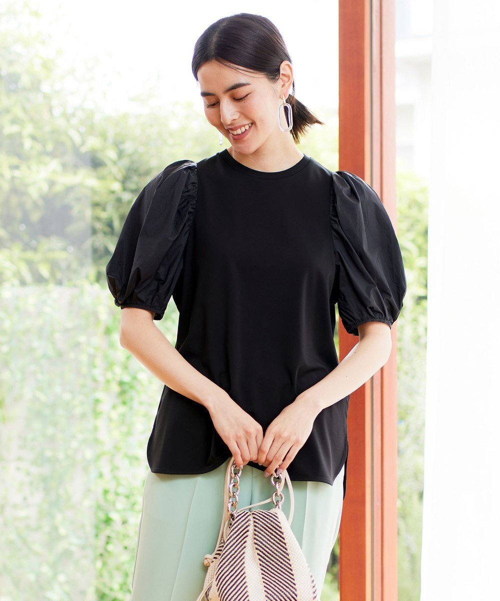 【アンフィーロ 自由区/UNFILO】の【接触冷感/吸水速乾】BEAUTY FORM パフスリーブ Tシャツ インテリア・キッズ・メンズ・レディースファッション・服の通販 founy(ファニー)  ファッション Fashion レディースファッション Fashion for Women トップス・カットソー Cut & Sew Tops シャツ・ブラウス・オフィスカジュアル Elegant Blouses & Button-Ups ロングTシャツ・Tシャツ Longline T-Shirts & Tees カットソー・ベーシックTシャツ Cut-and-Sewn Tops / Stretch Tees & Basics 春 Spring カットソー Cut and Sewn Top コンシャス Conscious, Bodycon 吸水 Absorbent, Quick-Dry 抗菌 Antibacterial, Bacteria-Resistant シルク Silk, 100% Silk スリーブ Sleeve, Long Sleeve / Short Sleeve 雑誌 Magazine, Fashion Magazine タフタ Taffeta, Structured Fabric ドレープ Drape, Draping Fabric バランス Balance, Style Balance フィット Fit, Slim Fit ボトム Bottoms, Lower Wear S/S・春夏 SS, Spring/Summer, Warm Season 夏 Summer ブラック系|ID: prp329100004756954 ipo3291000000034411547