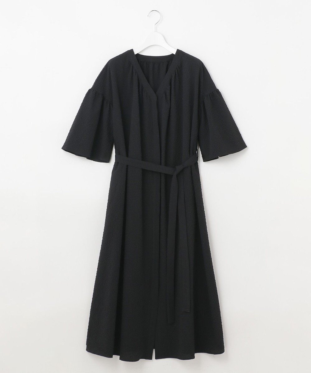 【ハッシュニュアンス/#Newans】の【優木まおみさんコラボ】Vネックガウンワンピース インテリア・キッズ・メンズ・レディースファッション・服の通販 founy(ファニー) 　ファッションモデル・俳優・女優　Models　女性　Women　優木まおみ　Yuki Maomi　ファッション　Fashion　レディースファッション　Fashion for Women　ワンピース　Dresses　エレガント 上品　Elegant　春　Spring　コラボ　Collaboration, Collab　シンプル　Simple, Minimal　スリーブ　Sleeve, Long Sleeve / Short Sleeve　雑誌　Magazine, Fashion Magazine　フレア　Flare, Flared　羽織　Haori, Light Jacket　楽ちん　Easy Fit, Comfortable　S/S・春夏　SS, Spring/Summer, Warm Season　新作・新入荷　New Arrivals / New In　夏　Summer　ブラック系|ID: prp329100004757884 ipo3291000000034424204