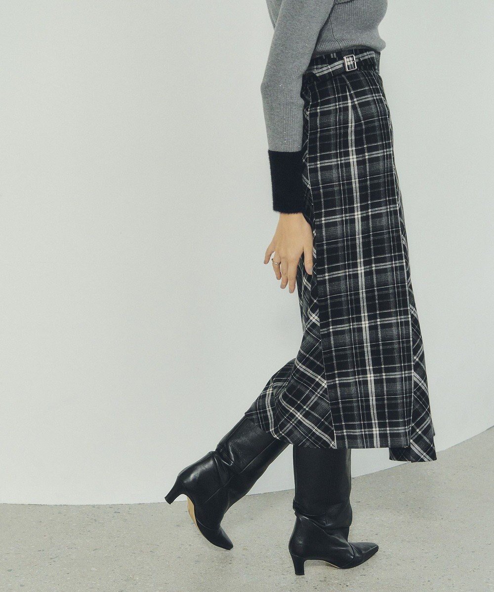 【イェッカ ヴェッカ/YECCA VECCA】のチェック柄アシメデザインスカート インテリア・キッズ・メンズ・レディースファッション・服の通販 founy(ファニー) 　ファッション　Fashion　レディースファッション　Fashion for Women　スカート　Skirts　新作・新入荷　New Arrivals / New In　おすすめ　Recommended / Our Picks　アシンメトリー　Asymmetrical Style　シンプル　Simple, Minimal　チェック　Check, Plaid, Tartan　フレア　Flare, Flared　ポケット　Pocket, Pocket Detail　ヨーク　Yoke, Yoke Design　エレガント 上品　Elegant　A/W・秋冬　Autumn/Winter　Black|ID: prp329100004757983 ipo3291000000034424662