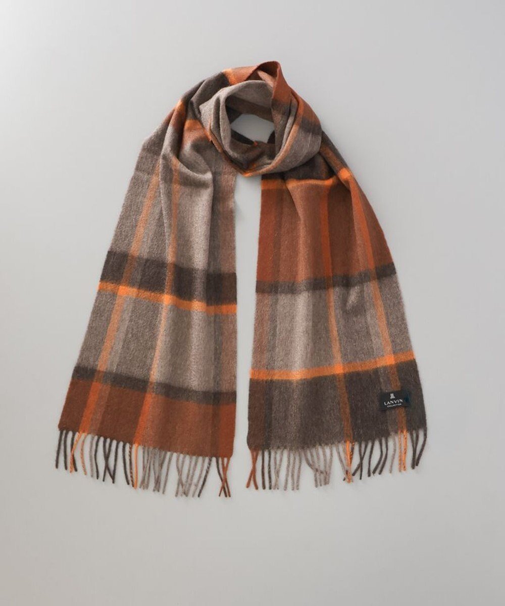 【オーロラ/AURORA / MEN】の【 LANVIN COLLECTION(ランバン コレクション) 】カシミヤ100%チェックマフラー(WASH) インテリア・キッズ・メンズ・レディースファッション・服の通販 founy(ファニー) ファッション Fashion メンズファッション Fashion for Men ギフト プレゼント Gift / Present コレクション Collection, Seasonal Line スヌード Snood, Infinity Scarf チェック Check, Plaid, Tartan マフラー Scarf, Muffler 人気 Popular, Best Seller 冬 Winter / This Winter 定番 Standard, Basic Item A/W・秋冬 Autumn/Winter オレンジ|ID: prp329100004758031 ipo3291000000034424962