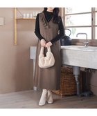 【ティアクラッセ/Tiaclasse】の【洗える】アシメフリルVネックジャンパースカート モカ|ID: prp329100004758076 ipo3291000000034425188