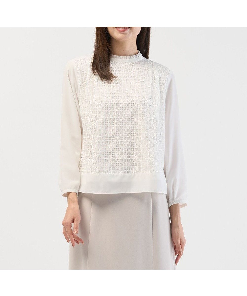 【ジェイ プレス/J.PRESS】のレースコンビ カットソー 人気、トレンドファッション・服の通販 founy(ファニー) 　ファッション　Fashion　レディースファッション　Fashion for Women　トップス・カットソー　Cut & Sew Tops　シャツ・ブラウス・オフィスカジュアル　Elegant Blouses & Button-Ups　ロングTシャツ・Tシャツ　Longline T-Shirts & Tees　カットソー・ベーシックTシャツ　Cut-and-Sewn Tops / Stretch Tees & Basics　新作・新入荷　New Arrivals / New In　とろみ　Fluid, Flowy Fabric　インナー　Innerwear　エレガント 上品　Elegant　カットソー　Cut and Sewn Top　コンビ　Combo, Combination Style　ジャケット　Jacket, Outerwear　セレモニー　Ceremony　チェック　Check, Plaid, Tartan　バランス　Balance, Style Balance　フリル　Frill, Ruffle　レース　Lace, Lace Fabric　夏　Summer　S/S・春夏　SS, Spring/Summer, Warm Season　A/W・秋冬　Autumn/Winter　 other-1|ID: prp329100004758077 ipo3291000000034425190