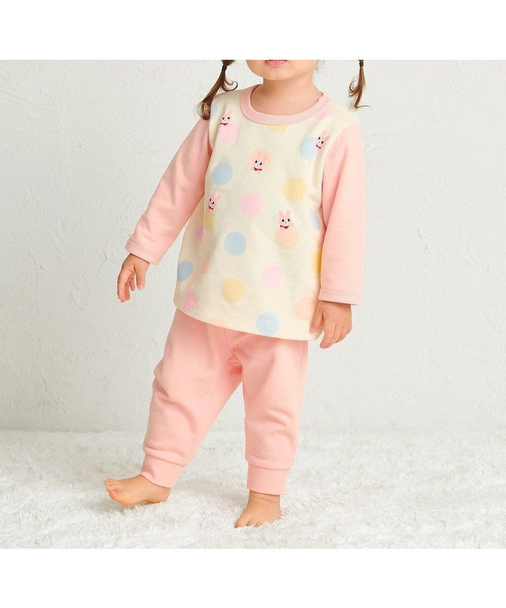 【ミキハウスホットビスケッツ/MIKI HOUSE HOT BISCUITS / KIDS】の【80-120cm】 ドット柄 ミニ裏毛パイル素材 腹巻き付き長袖パジャマ インテリア・キッズ・メンズ・レディースファッション・服の通販 founy(ファニー) 　ファッション　Fashion　キッズファッション　Fashion for Kids　ドット　Polka Dot, Dot Pattern　パジャマ　Pajamas, Sleepwear　冬　Winter / This Winter　A/W・秋冬　Autumn/Winter　長袖　Long Sleeve, Full Sleeve　マルチカラー|ID: prp329100004759056 ipo3291000000034434598
