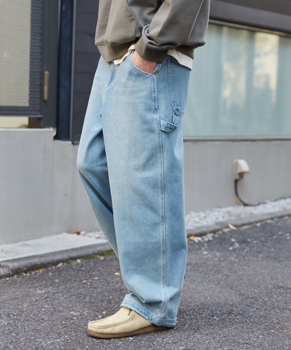 【ウィゴー/WEGO / MEN】のイージーペインターデニムパンツ インテリア・キッズ・メンズ・レディースファッション・服の通販 founy(ファニー) 　ファッション　Fashion　メンズファッション　Fashion for Men　ボトムス　Bottoms　デニムパンツ・ジーンズ　Denim Pants　ヴィンテージ　Vintage Style　春　Spring　シンプル　Simple, Minimal　スマホ　Smartphone, Mobile Device　セットアップ　Set-Up, Coordinated Outfit　ダウン　Down, Puffer　デニム　Denim, Jeans Material　ベーシック　Basic, Essential　無地　Plain, Solid Color　ループ　Loop, Loop Knit　ワイド　Wide, Wide Fit　S/S・春夏　SS, Spring/Summer, Warm Season　夏　Summer　デニム淡加工色|ID: prp329100004759066 ipo3291000000034434681