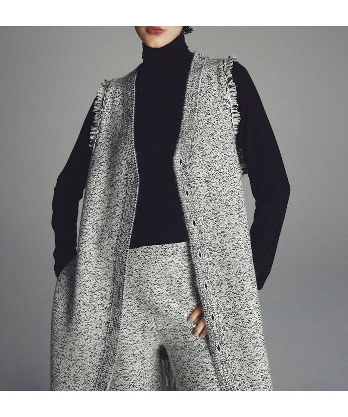 【アンクレイヴ/uncrave】のツイードニット ジレ インテリア・キッズ・メンズ・レディースファッション・服の通販 founy(ファニー) https://founy.com/ ファッション Fashion レディースファッション Fashion for Women アウター Coat / Outerwear Collection トップス・カットソー Cut & Sew Tops ニット Knit Tops & Sweaters ベスト&ジレ / 重ね着スタイル Vests & Gilets ジャケット Jacket, Outerwear ストレッチ Stretch, Stretchy Fabric セットアップ Set-Up, Coordinated Outfit ツイード／ツィード Choker, Choker Necklace ツイード Twill, Twill Weave フリンジ Fringe, Tassel フレア Flare, Flared フロント Front, Front Design ベスト Vest, Waistcoat ミックス Mix, Mixed Style ロング Long, Long-Length A/W・秋冬 Autumn/Winter |ID: prp329100004759916 ipo3291000000035607732