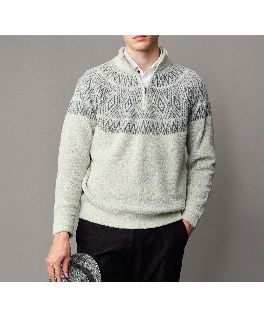 【ジョセフ アブード/JOSEPH ABBOUD / MEN】の【インポート素材/ふわふわ】ブークレー ハイネック ジップ プルオーバー ニット 人気、トレンドファッション・服の通販 founy(ファニー) 　ファッション　Fashion　メンズファッション　Fashion for Men　トップス・カットソー　Cut & Sew Tops　ニット・セーター / 定番トップス　Knit Tops & Sweaters　イタリア　Italy　インポート　Imported Fashion　ジップ　Zip, Zipper　ジャカード／ジャガード　Jacquard, Woven Pattern　セーター　Sweater, Knitwear　ハイネック　High Neck, Mock Neck　A/W・秋冬　Autumn/Winter　エレガント 上品　Elegant　 other-1|ID: prp329100004760617 ipo3291000000034452097