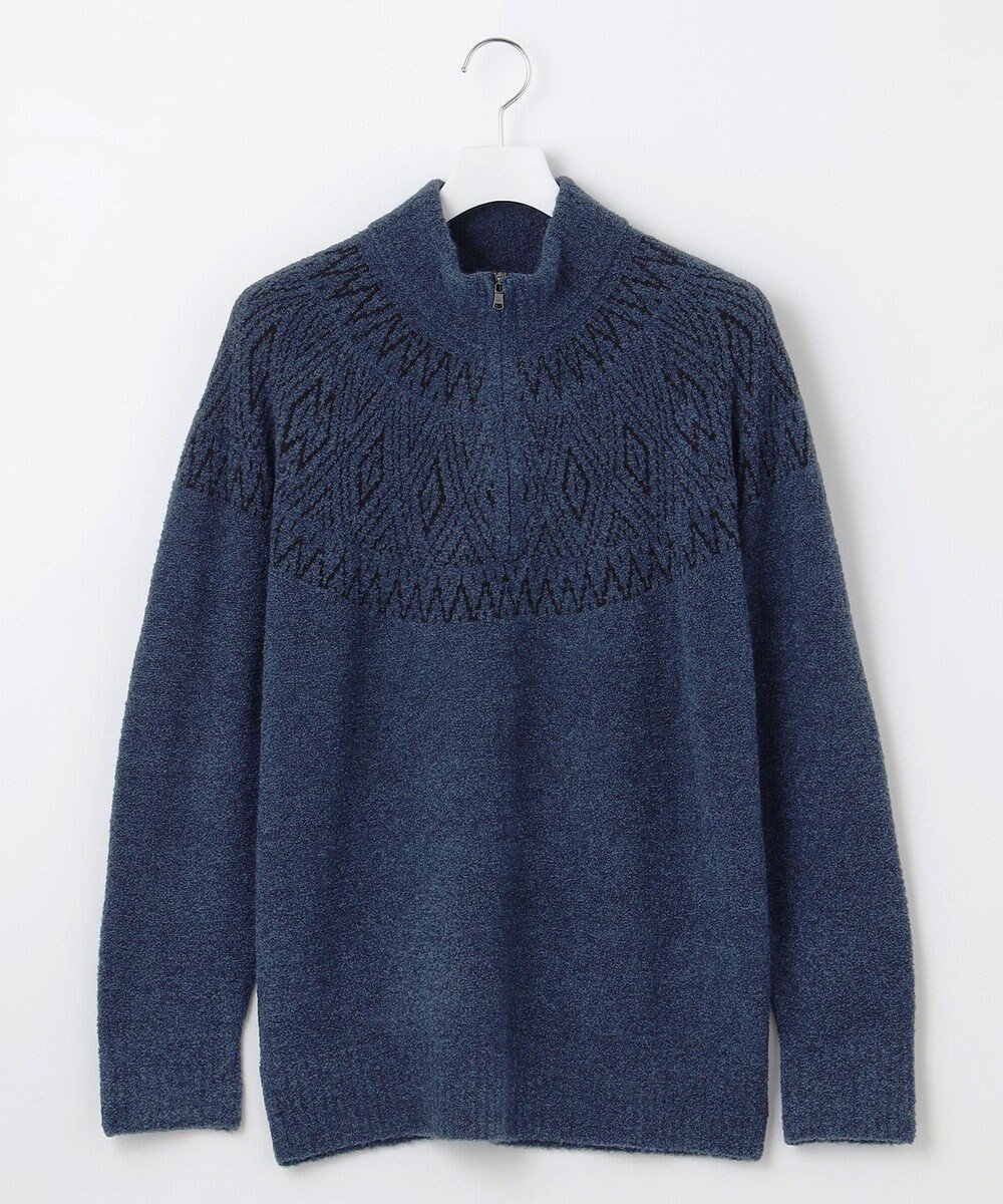 【ジョセフ アブード/JOSEPH ABBOUD / MEN】の【インポート素材/ふわふわ】ブークレー ハイネック ジップ プルオーバー ニット インテリア・キッズ・メンズ・レディースファッション・服の通販 founy(ファニー) 　ファッション　Fashion　メンズファッション　Fashion for Men　トップス・カットソー　Cut & Sew Tops　ニット・セーター / 定番トップス　Knit Tops & Sweaters　イタリア　Italy　インポート　Imported Fashion　ジップ　Zip, Zipper　ジャカード／ジャガード　Jacquard, Woven Pattern　セーター　Sweater, Knitwear　ハイネック　High Neck, Mock Neck　A/W・秋冬　Autumn/Winter　エレガント 上品　Elegant　ダルブルー系|ID: prp329100004760617 ipo3291000000034452100
