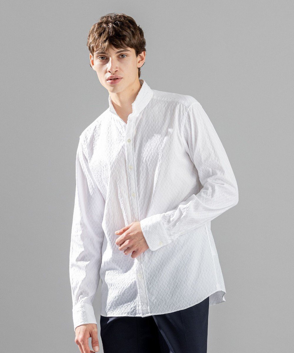 【ジョゼフ オム/JOSEPH HOMME / MEN】のアロージャガードストレッチ ウイングカラーシャツ インテリア・キッズ・メンズ・レディースファッション・服の通販 founy(ファニー) 　ファッション　Fashion　メンズファッション　Fashion for Men　トップス・カットソー　Cut & Sew Tops　メンズシャツ　Shirts　インナー　Innerwear　シェイプ　Shape, Slim Fit　ジャケット　Jacket, Outerwear　ストレッチ　Stretch, Stretchy Fabric　夏　Summer　S/S・春夏　SS, Spring/Summer, Warm Season　A/W・秋冬　Autumn/Winter　長袖　Long Sleeve, Full Sleeve　ホワイト系|ID: prp329100004760625 ipo3291000000034452155