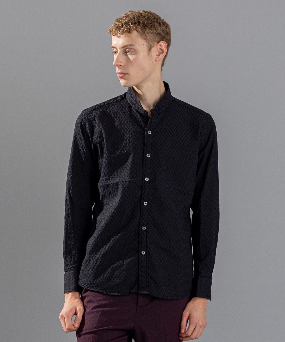 【ジョゼフ オム/JOSEPH HOMME / MEN】のアロージャガードストレッチ ウイングカラーシャツ インテリア・キッズ・メンズ・レディースファッション・服の通販 founy(ファニー) 　ファッション　Fashion　メンズファッション　Fashion for Men　トップス・カットソー　Cut & Sew Tops　メンズシャツ　Shirts　インナー　Innerwear　シェイプ　Shape, Slim Fit　ジャケット　Jacket, Outerwear　ストレッチ　Stretch, Stretchy Fabric　夏　Summer　S/S・春夏　SS, Spring/Summer, Warm Season　A/W・秋冬　Autumn/Winter　長袖　Long Sleeve, Full Sleeve　ブラック系|ID: prp329100004760625 ipo3291000000034452156
