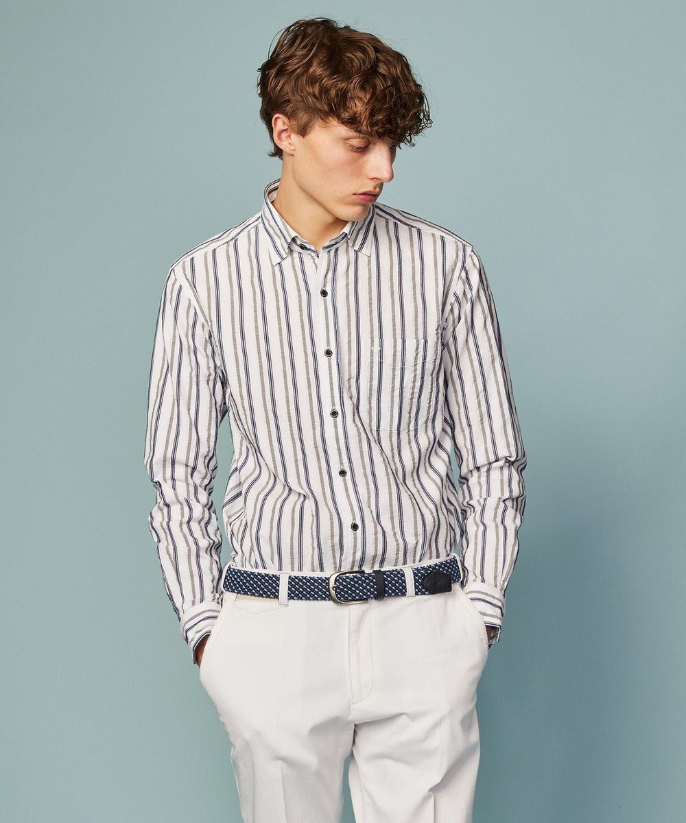 【ジョセフ アブード/JOSEPH ABBOUD / MEN】の【オーガニックコットン】オーガニックコードストライプ シャツ インテリア・キッズ・メンズ・レディースファッション・服の通販 founy(ファニー) ファッション Fashion メンズファッション Fashion for Men トップス・カットソー Cut & Sew Tops メンズシャツ Shirts おすすめ Recommended / Our Picks オーガニック Organic Cotton ストライプ Stripe, Striped Pattern 夏 Summer 春 Spring S/S・春夏 SS, Spring/Summer, Warm Season ダークブラウン系1|ID: prp329100004760627 ipo3291000000034452160