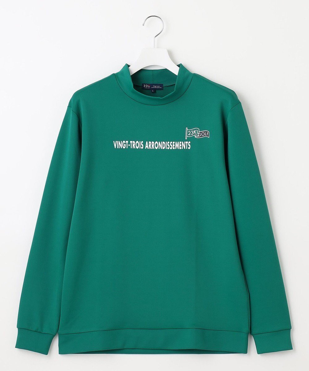 【23区 ゴルフ/23区GOLF / MEN】の【MEN】フロントロゴ モックネックシャツ インテリア・キッズ・メンズ・レディースファッション・服の通販 founy(ファニー) 　ファッション　Fashion　メンズファッション　Fashion for Men　トップス・カットソー　Cut & Sew Tops　メンズシャツ　Shirts　カットソー　Cut and Sewn Top　コンパクト　Compact, Small Size　スラックス　Slacks, Dress Pants　フロント　Front, Front Design　吸水　Absorbent, Quick-Dry　秋　Autumn　A/W・秋冬　Autumn/Winter　グリーン系|ID: prp329100004760632 ipo3291000000034452187
