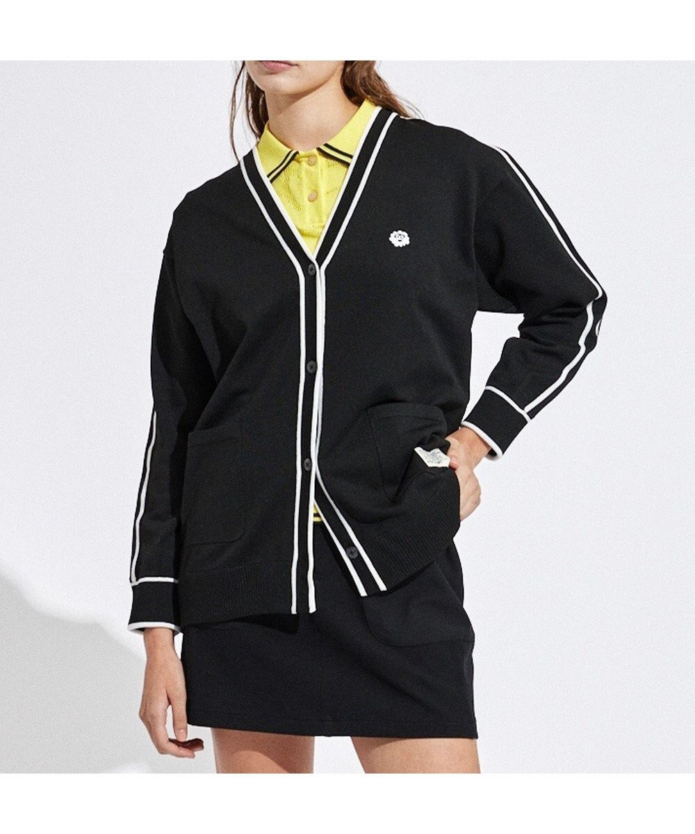 【ピーダブリュサーキュラス/PW CIRCULUS】の【WOMEN】ライン カーディガン ゴルフウェア レディース インテリア・キッズ・メンズ・レディースファッション・服の通販 founy(ファニー) 　ファッション　Fashion　レディースファッション　Fashion for Women　トップス・カットソー　Cut & Sew Tops　カーディガン・羽織り　Layered Style Cardigans　春　Spring　カーディガン　Cardigan, Knitwear　グラフィック　Graphic, Graphic Design　軽量　Lightweight, Ultra Light　ポケット　Pocket, Pocket Detail　ポロシャツ　Polo Shirt, Collared Tee　メッシュ　Mesh, Net Fabric　モックネック　Mock Neck, Short Turtleneck　S/S・春夏　SS, Spring/Summer, Warm Season　おすすめ　Recommended / Our Picks　夏　Summer　ゴルフ　Golf　ブラック系|ID: prp329100004761918 ipo3291000000034463620