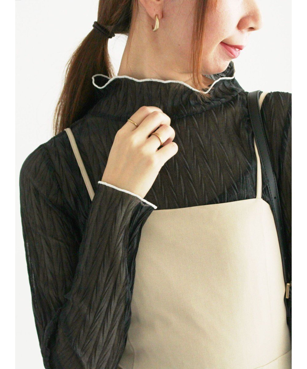 【テチチ/Te chichi】のランダムプリーツシアーインナー インテリア・キッズ・メンズ・レディースファッション・服の通販 founy(ファニー) 　ファッション　Fashion　レディースファッション　Fashion for Women　トップス・カットソー　Cut & Sew Tops　シャツ・ブラウス・オフィスカジュアル　Elegant Blouses & Button-Ups　ロングTシャツ・Tシャツ　Longline T-Shirts & Tees　カットソー・ベーシックTシャツ　Cut-and-Sewn Tops / Stretch Tees & Basics　インナー　Innerwear　カットソー　Cut and Sewn Top　プリーツ　Pleats, Pleated　ランダム　Random, Irregular　夏　Summer　S/S・春夏　SS, Spring/Summer, Warm Season　A/W・秋冬　Autumn/Winter　ブラック|ID: prp329100004761979 ipo3291000000034463861