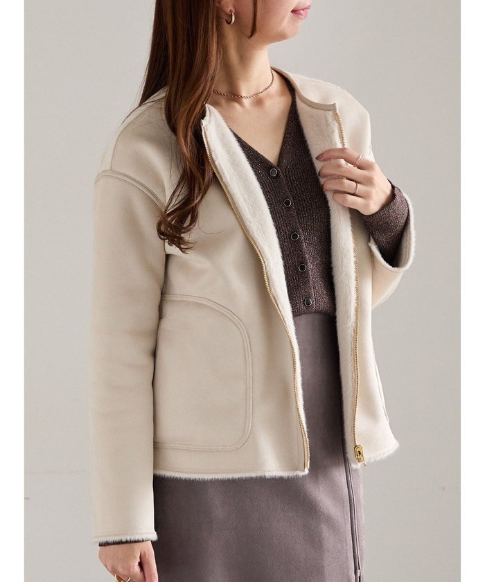 【テチチ/Te chichi】のリバーシブルファームートンブルゾン インテリア・キッズ・メンズ・レディースファッション・服の通販 founy(ファニー) https://founy.com/ ファッション Fashion レディースファッション Fashion for Women アウター Coat / Outerwear Collection レディースジャケット・軽アウター Jackets ブルゾンジャケット・スポーティアウター Blouson Jackets おすすめ Recommended / Our Picks ジャケット Jacket, Outerwear パイピング Piping, Trim Design ブルゾン Blouson, Bomber Jacket ムートン Shearling, Mouton リバーシブル Reversible, Two-Sided エレガント 上品 Elegant 夏 Summer S/S・春夏 SS, Spring/Summer, Warm Season A/W・秋冬 Autumn/Winter |ID: prp329100004761987 ipo3291000000035410658