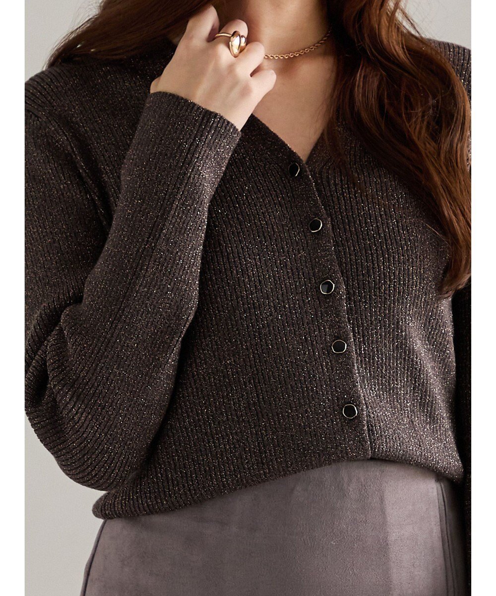 【テチチ/Te chichi】のウェーブメタル釦Vネックリブカーディガン インテリア・キッズ・メンズ・レディースファッション・服の通販 founy(ファニー) 　ファッション　Fashion　レディースファッション　Fashion for Women　トップス・カットソー　Cut & Sew Tops　ニット　Knit Tops & Sweaters　カーディガン・羽織り　Layered Style Cardigans　Vネックトップス　V-Neck Tops / V-Cut Neckline Shirts　おすすめ　Recommended / Our Picks　カーディガン　Cardigan, Knitwear　シルバー　Silver, Metallic Silver　セーター　Sweater, Knitwear　フィット　Fit, Slim Fit　フレア　Flare, Flared　フロント　Front, Front Design　夏　Summer　S/S・春夏　SS, Spring/Summer, Warm Season　A/W・秋冬　Autumn/Winter　ブロンズ|ID: prp329100004761994 ipo3291000000034463913
