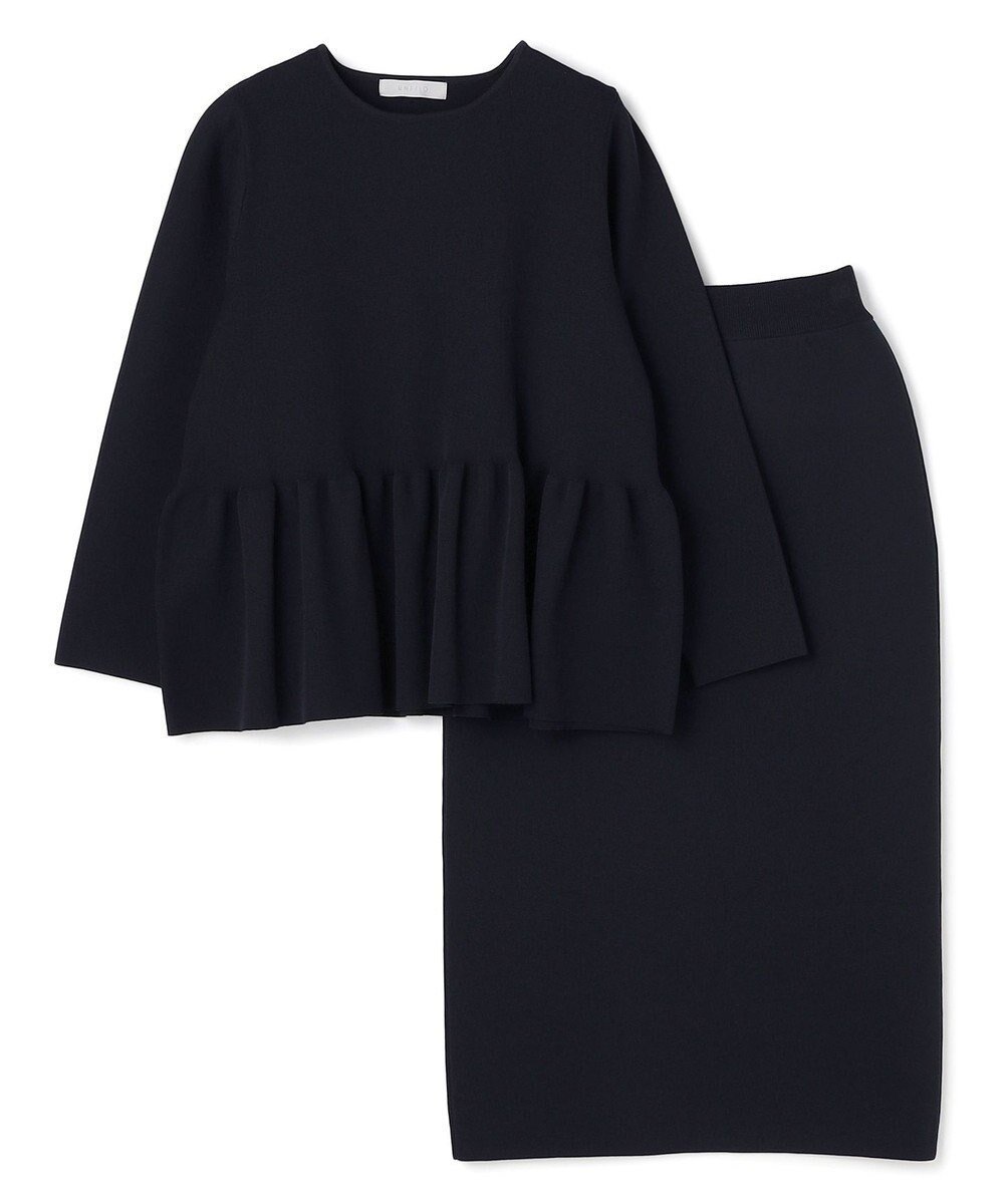 【アンフィーロ 自由区/UNFILO】のBEAUTY FORM KNIT ペプラムセットアップ インテリア・キッズ・メンズ・レディースファッション・服の通販 founy(ファニー) ファッション Fashion レディースファッション Fashion for Women ワンピース Dresses ウォッシャブル Machine Washable ギャザー Gathered, Ruffled 軽量 Lightweight, Ultra Light ストレッチ Stretch, Stretchy Fabric セットアップ Set-Up, Coordinated Outfit パール Pearl, Pearl Accent フォルム Silhouette, Form ペプラム Peplum, Flared Hem 楽ちん Easy Fit, Comfortable A/W・秋冬 Autumn/Winter ネイビー|ID: prp329100004762046 ipo3291000000034464366