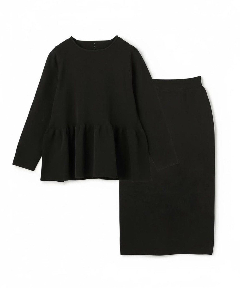 【アンフィーロ 自由区/UNFILO】のBEAUTY FORM KNIT ペプラムセットアップ インテリア・キッズ・メンズ・レディースファッション・服の通販 founy(ファニー) 　ファッション　Fashion　レディースファッション　Fashion for Women　ワンピース　Dresses　ウォッシャブル　Machine Washable　ギャザー　Gathered, Ruffled　軽量　Lightweight, Ultra Light　ストレッチ　Stretch, Stretchy Fabric　セットアップ　Set-Up, Coordinated Outfit　パール　Pearl, Pearl Accent　フォルム　Silhouette, Form　ペプラム　Peplum, Flared Hem　楽ちん　Easy Fit, Comfortable　A/W・秋冬　Autumn/Winter　ブラック|ID: prp329100004762046 ipo3291000000034911171