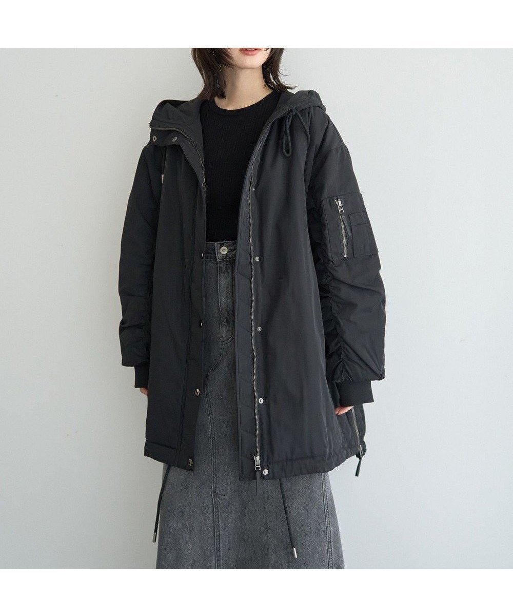 【イェッカ ヴェッカ/YECCA VECCA】のパディングフーディーコート インテリア・キッズ・メンズ・レディースファッション・服の通販 founy(ファニー) 　ファッション　Fashion　レディースファッション　Fashion for Women　アウター　Coat / Outerwear Collection　コート・ロングコート・ピーコート　Long Coats, Peacoats & More　レディースジャケット・軽アウター　Jackets　キルト　Quilt, Quilted Fabric　ジャケット　Jacket, Outerwear　スリット　Slit, Slit Detail　ダウン　Down, Puffer　トレンド　Trend, Trending Now　ポケット　Pocket, Pocket Detail　ワーク　Workwear, Utility Style　A/W・秋冬　Autumn/Winter　防寒　Cold Protection, Winter-Ready　Black|ID: prp329100004762073 ipo3291000000036150355