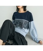 【イェッカ ヴェッカ/YECCA VECCA】のバイカラーレースニット 人気、トレンドファッション・服の通販 founy(ファニー) ファッション Fashion レディースファッション Fashion for Women トップス・カットソー Cut & Sew Tops ニット Knit Tops & Sweaters セーター Sweater, Knitwear ポケット Pocket, Pocket Detail レース Lace, Lace Fabric A/W・秋冬 Autumn/Winter 軽量 Lightweight, Ultra Light thumbnail Light Blue|ID: prp329100004762100 ipo3291000000034464653