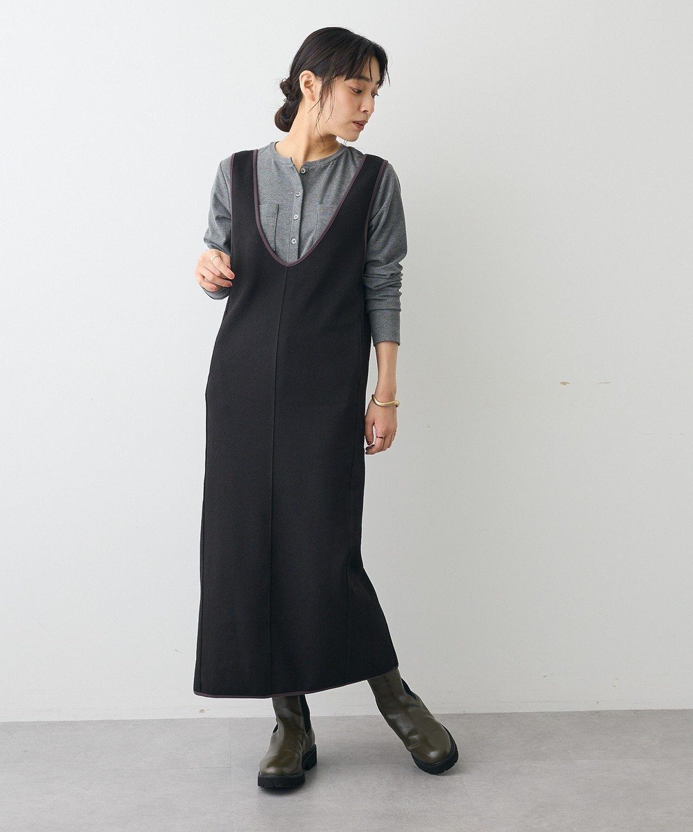 【クラフトスタンダードブティック/CRAFT STANDARD BOUTIQUE】のUネックジャンパースカート インテリア・キッズ・メンズ・レディースファッション・服の通販 founy(ファニー) 　ファッション　Fashion　レディースファッション　Fashion for Women　スカート　Skirts　インナー　Innerwear　カットソー　Cut and Sewn Top　ジョーゼット　Georgette, Semi-Sheer Fabric　パイピング　Piping, Trim Design　ポケット　Pocket, Pocket Detail　A/W・秋冬　Autumn/Winter　エレガント 上品　Elegant　Black|ID: prp329100004762124 ipo3291000000035395100