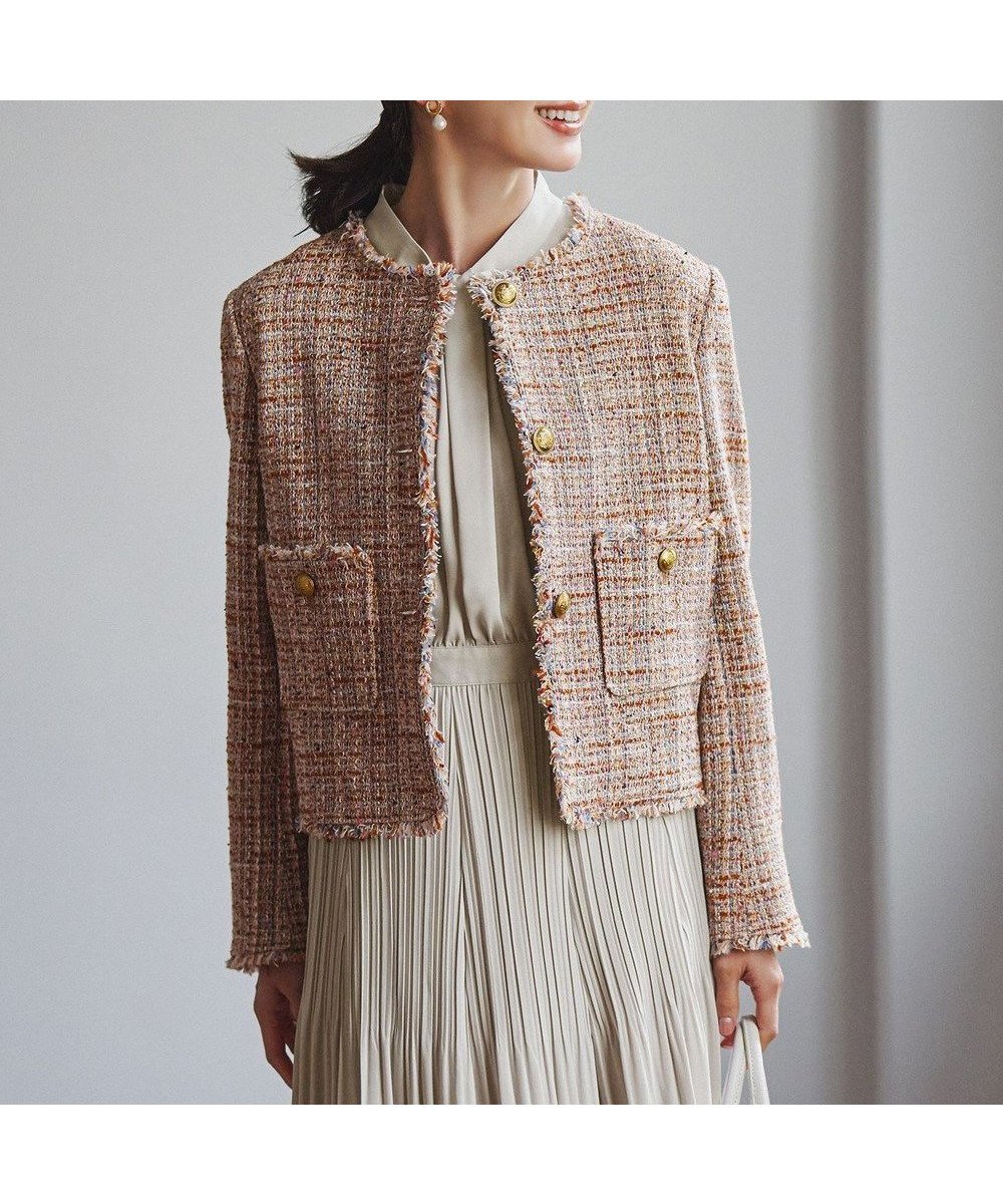 【23区/NIJYUSANKU】のGIOLICAツイード ノーカラー ボタン ジャケット 人気、トレンドファッション・服の通販 founy(ファニー) 　ファッション　Fashion　レディースファッション　Fashion for Women　アウター　Coat / Outerwear Collection　レディースジャケット・軽アウター　Jackets　イタリア　Italy　春　Spring　コンパクト　Compact, Small Size　ショルダー　Shoulder, Shoulder Strap　ジャケット　Jacket, Outerwear　ストライプ　Stripe, Striped Pattern　チェック　Check, Plaid, Tartan　ツイード／ツィード　Choker, Choker Necklace　ツイード　Twill, Twill Weave　デニム　Denim, Jeans Material　ネップ　Nepp, Slub Yarn　フランス　France, French　フリンジ　Fringe, Tassel　プリント　Print, Printed Pattern　ボトム　Bottoms, Lower Wear　ミックス　Mix, Mixed Style　メタル　Metal, Metal Parts　ラグジュアリー　Luxury, Elegant　ランダム　Random, Irregular　S/S・春夏　SS, Spring/Summer, Warm Season　おすすめ　Recommended / Our Picks　夏　Summer　セレモニー　Ceremony　 other-1|ID: prp329100004762134 ipo3291000000035724092