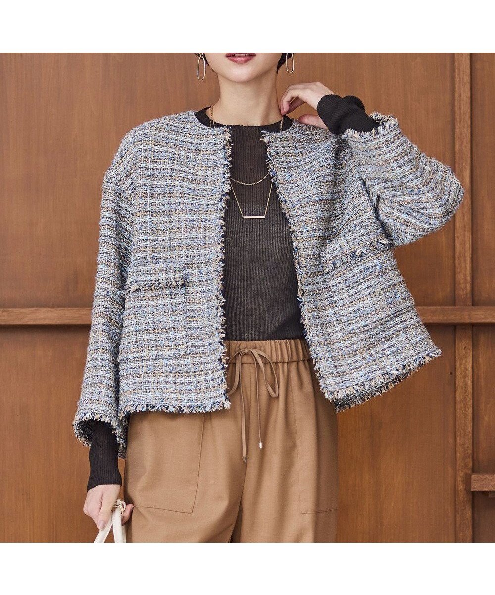 【23区/NIJYUSANKU】の【先行予約】GIOLICAツイード ノーカラー ジャケット 人気、トレンドファッション・服の通販 founy(ファニー) ファッション Fashion レディースファッション Fashion for Women アウター Coat / Outerwear Collection レディースジャケット・軽アウター Jackets ノーカラージャケット / シンプル上品コーデ Collarless Jackets イタリア Italy 春 Spring カーディガン Cardigan, Knitwear ショルダー Shoulder, Shoulder Strap ジャケット Jacket, Outerwear ストライプ Stripe, Striped Pattern スリーブ Sleeve, Long Sleeve / Short Sleeve チェック Check, Plaid, Tartan ツイード/ツィード Choker, Choker Necklace ツイード Twill, Twill Weave ネップ Nepp, Slub Yarn バランス Balance, Style Balance フラット Flat, Flat Shoes フランス France, French フロント Front, Front Design プリント Print, Printed Pattern ミックス Mix, Mixed Style ラグジュアリー Luxury, Elegant ランダム Random, Irregular ワイド Wide, Wide Fit S/S・春夏 SS, Spring/Summer, Warm Season 夏 Summer エレガント 上品 Elegant other-1|ID: prp329100004762135 ipo3291000000034464795