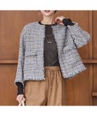 【23区/NIJYUSANKU】の【先行予約】GIOLICAツイード ノーカラー ジャケット ブルーミックス|ID:prp329100004762135