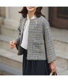 【23区/NIJYUSANKU】のGIOLICAツイード ノーカラー ジャケット ブルーミックス|ID:prp329100004762135