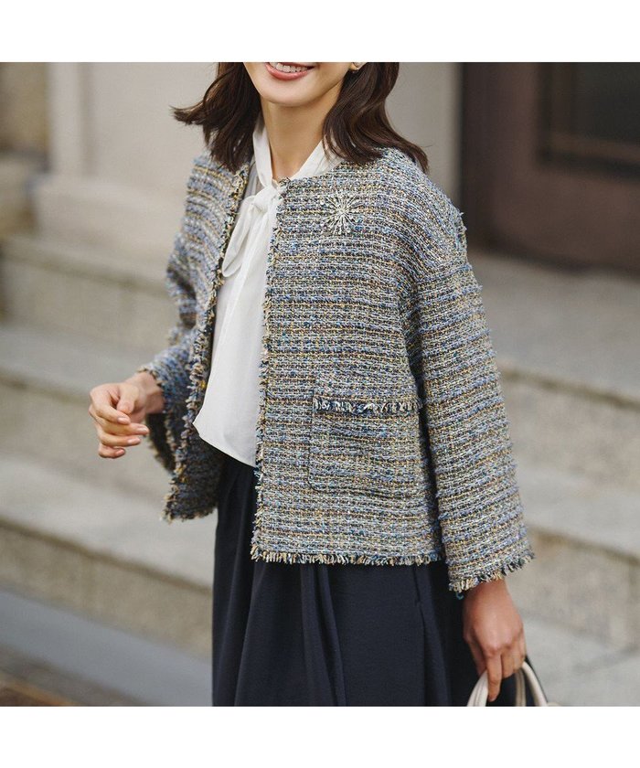 【23区/NIJYUSANKU】のGIOLICAツイード ノーカラー ジャケット インテリア・キッズ・メンズ・レディースファッション・服の通販 founy(ファニー) https://founy.com/ ファッション Fashion レディースファッション Fashion for Women アウター Coat / Outerwear Collection レディースジャケット・軽アウター Jackets ノーカラージャケット / シンプル上品コーデ Collarless Jackets イタリア Italy 春 Spring カーディガン Cardigan, Knitwear ショルダー Shoulder, Shoulder Strap ジャケット Jacket, Outerwear ストライプ Stripe, Striped Pattern スリーブ Sleeve, Long Sleeve / Short Sleeve チェック Check, Plaid, Tartan ツイード/ツィード Choker, Choker Necklace ツイード Twill, Twill Weave ネップ Nepp, Slub Yarn バランス Balance, Style Balance フラット Flat, Flat Shoes フランス France, French フロント Front, Front Design プリント Print, Printed Pattern ミックス Mix, Mixed Style ラグジュアリー Luxury, Elegant ランダム Random, Irregular ワイド Wide, Wide Fit S/S・春夏 SS, Spring/Summer, Warm Season 夏 Summer エレガント 上品 Elegant セレモニー Ceremony |ID: prp329100004762135 ipo3291000000036379539