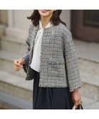 【23区/NIJYUSANKU】のGIOLICAツイード ノーカラー ジャケット ブルーミックス|ID: prp329100004762135 ipo3291000000036379540