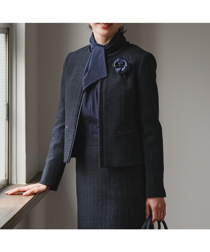 【23区/NIJYUSANKU】の【セットアップ対応】ライトシャインツイード ノーカラージャケット インテリア・キッズ・メンズ・レディースファッション・服の通販 founy(ファニー) https://founy.com/ ファッション Fashion レディースファッション Fashion for Women アウター Coat / Outerwear Collection レディースジャケット・軽アウター Jackets ノーカラージャケット / シンプル上品コーデ Collarless Jackets サテン Satin, Glossy Fabric ジャケット Jacket, Outerwear ストレッチ Stretch, Stretchy Fabric セットアップ Set-Up, Coordinated Outfit ツイード Twill, Twill Weave 定番 Standard, Basic Item バランス Balance, Style Balance プリーツ Pleats, Pleated ベーシック Basic, Essential ミックス Mix, Mixed Style 無地 Plain, Solid Color A/W・秋冬 Autumn/Winter S/S・春夏 SS, Spring/Summer, Warm Season 夏 Summer エレガント 上品 Elegant セレモニー Ceremony |ID: prp329100004762141 ipo3291000000036378567