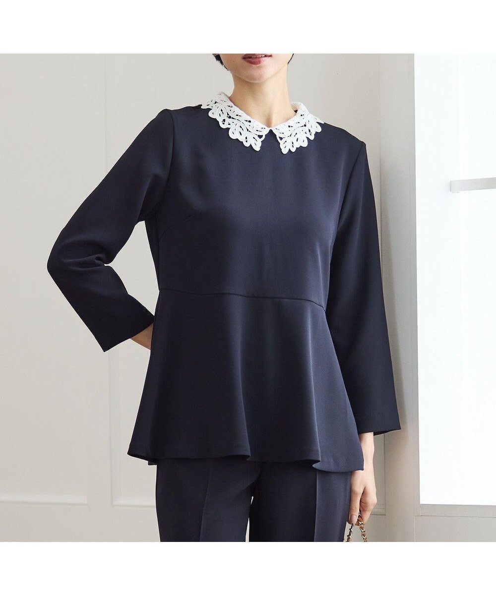 【23区/NIJYUSANKU】の【先行予約/セットアップ対応/洗える】トリアセダブルジョーゼット 2WAYレース襟 ペプラムブラウス インテリア・キッズ・メンズ・レディースファッション・服の通販 founy(ファニー) ファッション Fashion レディースファッション Fashion for Women トップス・カットソー Cut & Sew Tops シャツ・ブラウス・オフィスカジュアル Elegant Blouses & Button-Ups セットアップ Matching Sets レディーストップス・ブラウス Tops & Blouses / Assorted Women's Tops エレガント 上品 Elegant 春 Spring 洗える Machine Washable シフォン Chiffon, Lightweight Fabric シンプル Simple, Minimal ジャケット Jacket, Outerwear ジョーゼット Georgette, Semi-Sheer Fabric ストレッチ Stretch, Stretchy Fabric スリーブ Sleeve, Long Sleeve / Short Sleeve スーツ Suit, Formalwear セットアップ Set-Up, Coordinated Outfit テーパード Tapered, Tapered Pants 定番 Standard, Basic Item ネックレス Necklace, Pendant Necklace パール Pearl, Pearl Accent ブローチ Brooch, Pin Brooch ペプラム Peplum, Flared Hem レース Lace, Lace Fabric S/S・春夏 SS, Spring/Summer, Warm Season 新作・新入荷 New Arrivals / New In 夏 Summer 2023春夏・S/S Spring/Summer 2023 SS23 2023年 2023 セレモニー Ceremony ネイビー系|ID: prp329100004762149 ipo3291000000034464846