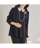 【23区/NIJYUSANKU】の【セットアップ対応/洗える】トリアセダブルジョーゼット 2WAYレース襟 ペプラムブラウス ネイビー系|ID: prp329100004762149 ipo3291000000035636693