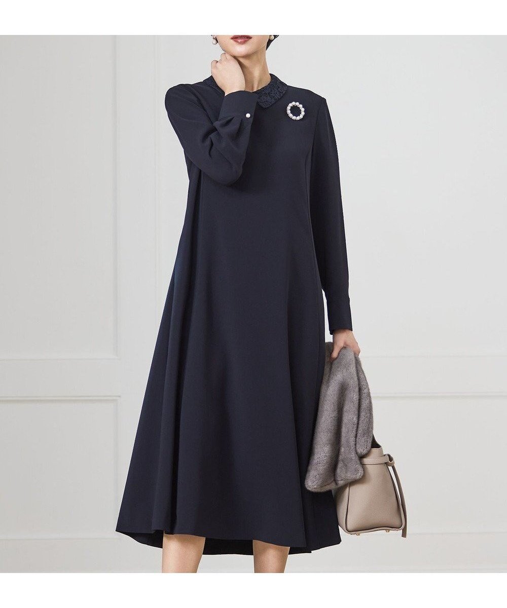 【23区/NIJYUSANKU】の【先行予約/セットアップ対応/洗える】トリアセダブルジョーゼット 襟付き ワンピース インテリア・キッズ・メンズ・レディースファッション・服の通販 founy(ファニー) ファッション Fashion レディースファッション Fashion for Women ワンピース Dresses アクセサリー Fashion Accessories アンサンブル Ensemble Set エレガント 上品 Elegant 春 Spring 洗える Machine Washable シフォン Chiffon, Lightweight Fabric ジャケット Jacket, Outerwear ジョーゼット Georgette, Semi-Sheer Fabric ストレッチ Stretch, Stretchy Fabric スリーブ Sleeve, Long Sleeve / Short Sleeve セットアップ Set-Up, Coordinated Outfit テーパード Tapered, Tapered Pants 定番 Standard, Basic Item 長袖 Long Sleeve, Full Sleeve パール Pearl, Pearl Accent フォーマル Formal, Dressy フレア Flare, Flared ブローチ Brooch, Pin Brooch ペプラム Peplum, Flared Hem レース Lace, Lace Fabric S/S・春夏 SS, Spring/Summer, Warm Season 夏 Summer 2023春夏・S/S Spring/Summer 2023 SS23 2023年 2023 セレモニー Ceremony ビジネス 仕事 通勤 Business / Work / Commuting ネイビー系|ID: prp329100004762152 ipo3291000000034464869