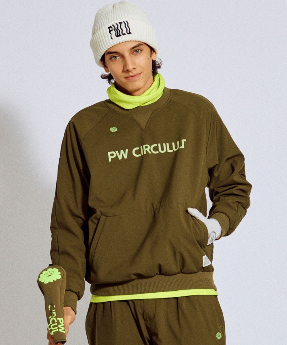 【ピーダブリュサーキュラス/PW CIRCULUS / MEN】の【MEN】中綿プルオーバー ゴルフ インテリア・キッズ・メンズ・レディースファッション・服の通販 founy(ファニー) 　ファッション　Fashion　メンズファッション　Fashion for Men　トップス・カットソー　Cut & Sew Tops　キルティング　Quilted, Quilting　スウェット / スエット　Sweatshirt, Sweatwear　ストレッチ　Stretch, Stretchy Fabric　タフタ　Taffeta, Structured Fabric　ボンディング　Bonding, Bonded Fabric　ポケット　Pocket, Pocket Detail　冬　Winter / This Winter　A/W・秋冬　Autumn/Winter　新作・新入荷　New Arrivals / New In　ゴルフ　Golf　2025年　2025　2025-2026秋冬・A/W　Autumn/Winter 2025–26 AW25–26　カーキ系|ID: prp329100004762955 ipo3291000000034473696