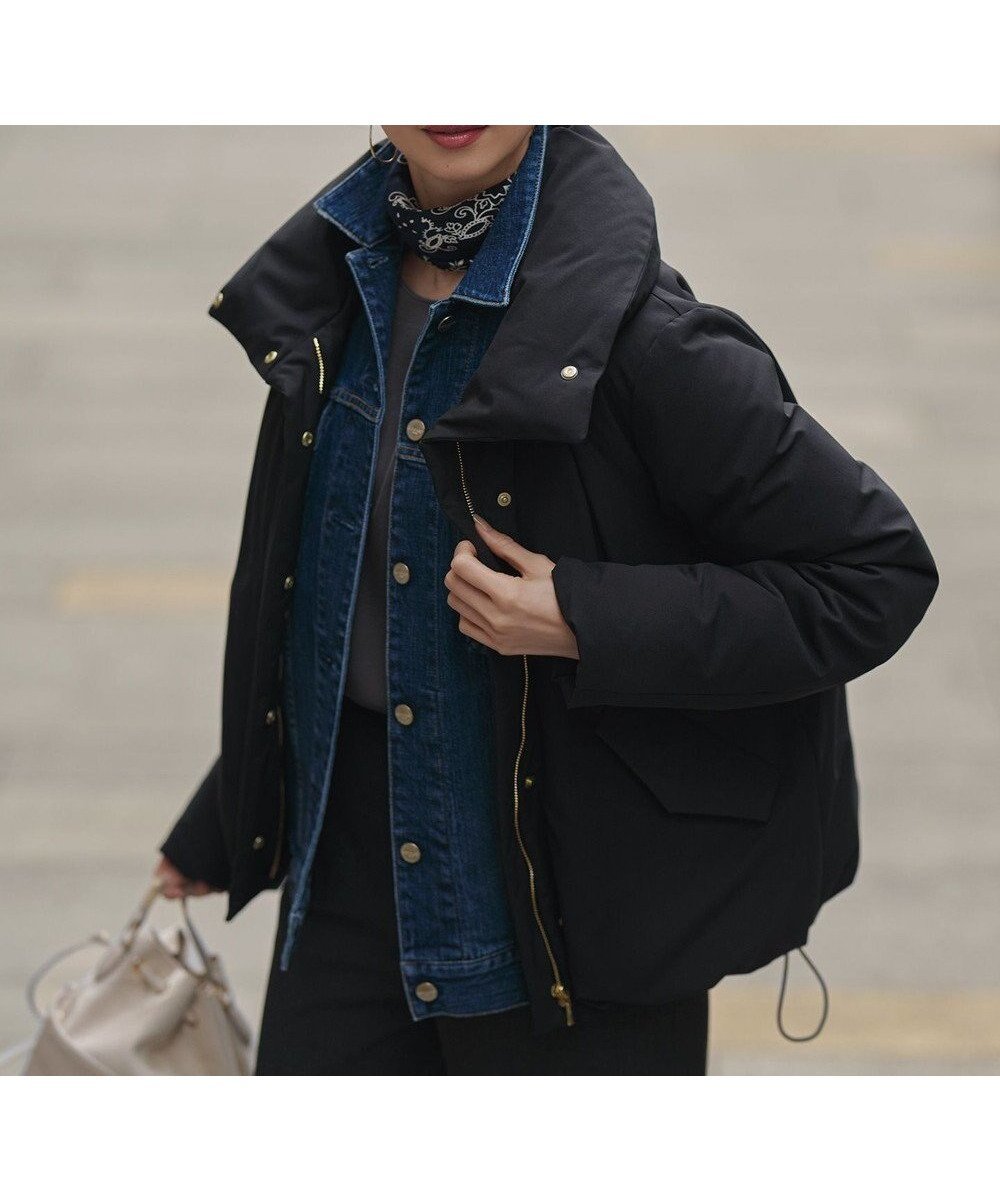 【23区/NIJYUSANKU】の【一部店舗限定/滝沢眞規子さん着用/撥水加工】ミリタリー Aライン ダウンコート インテリア・キッズ・メンズ・レディースファッション・服の通販 founy(ファニー) 　ファッションモデル・俳優・女優　Models　女性　Women　滝沢眞規子　Takizawa Makiko　ファッション　Fashion　レディースファッション　Fashion for Women　アウター　Coat / Outerwear Collection　コート・ロングコート・ピーコート　Long Coats, Peacoats & More　レディースジャケット・軽アウター　Jackets　ダウンジャケット・軽量ダウン　Warm & Lightweight Down Jackets　ショート　Short, Short Length　ジャケット　Jacket, Outerwear　ストレッチ　Stretch, Stretchy Fabric　ダウン　Down, Puffer　ドローコード　Drawcord, Drawstring Cord　防寒　Cold Protection, Winter-Ready　ミリタリー　Military, Army Style　レギュラー　Regular, Standard Fit　冬　Winter / This Winter　A/W・秋冬　Autumn/Winter　2025年　2025　2025-2026秋冬・A/W　Autumn/Winter 2025–26 AW25–26　ブラック系|ID: prp329100004763012 ipo3291000000034640307