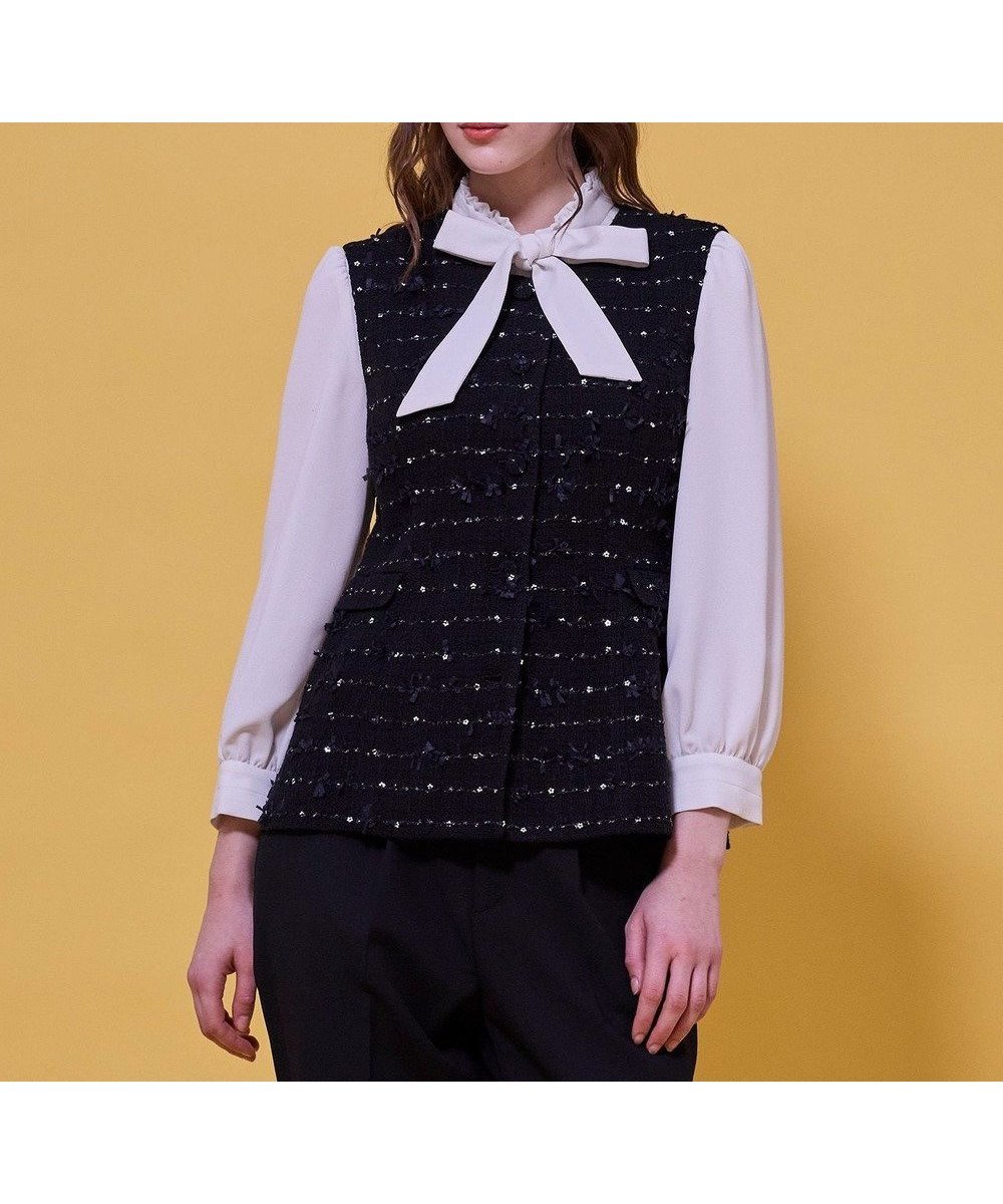 【トッカ/TOCCA】の【八木アリサさん着用】【消臭】FLOWER HIDE AND SEEK ジレ インテリア・キッズ・メンズ・レディースファッション・服の通販 founy(ファニー) 　ファッションモデル・俳優・女優　Models　女性　Women　八木アリサ　Yagi Arisa　ファッション　Fashion　レディースファッション　Fashion for Women　アウター　Coat / Outerwear Collection　レディースジャケット・軽アウター　Jackets　ノーカラージャケット / シンプル上品コーデ　Collarless Jackets　エレガント 上品　Elegant　コンパクト　Compact, Small Size　ジャケット　Jacket, Outerwear　スパンコール　Sequins, Sequin Embellishment　ドレス　Dress, One-Piece　バランス　Balance, Style Balance　フラワー　Flower, Floral　フレア　Flare, Flared　夏　Summer　S/S・春夏　SS, Spring/Summer, Warm Season　A/W・秋冬　Autumn/Winter　ブラック系|ID: prp329100004763013 ipo3291000000034779246