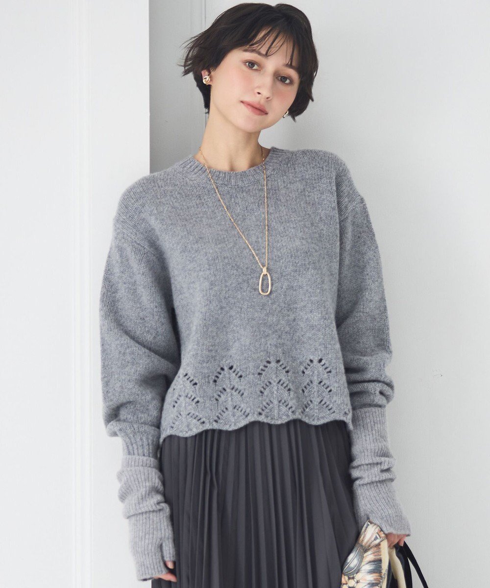 【23区/NIJYUSANKU】の【先行予約/洗える】レーシーヘムデザイン パフスリーブ ニット インテリア・キッズ・メンズ・レディースファッション・服の通販 founy(ファニー) ファッション Fashion レディースファッション Fashion for Women トップス・カットソー Cut & Sew Tops ニット Knit Tops & Sweaters インナー Innerwear 洗える Machine Washable カットソー Cut and Sewn Top クラシック Classic, Timeless Style シンプル Simple, Minimal スリーブ Sleeve, Long Sleeve / Short Sleeve セーター Sweater, Knitwear 透かし Cut-Out, Lacework フェミニン Feminine, Girly フレア Flare, Flared A/W・秋冬 Autumn/Winter 冬 Winter / This Winter 新作・新入荷 New Arrivals / New In おすすめ Recommended / Our Picks エレガント 上品 Elegant 2025年 2025 2025-2026秋冬・A/W Autumn/Winter 2025–26 AW25–26 ライトグレー系|ID: prp329100004763015 ipo3291000000034474098