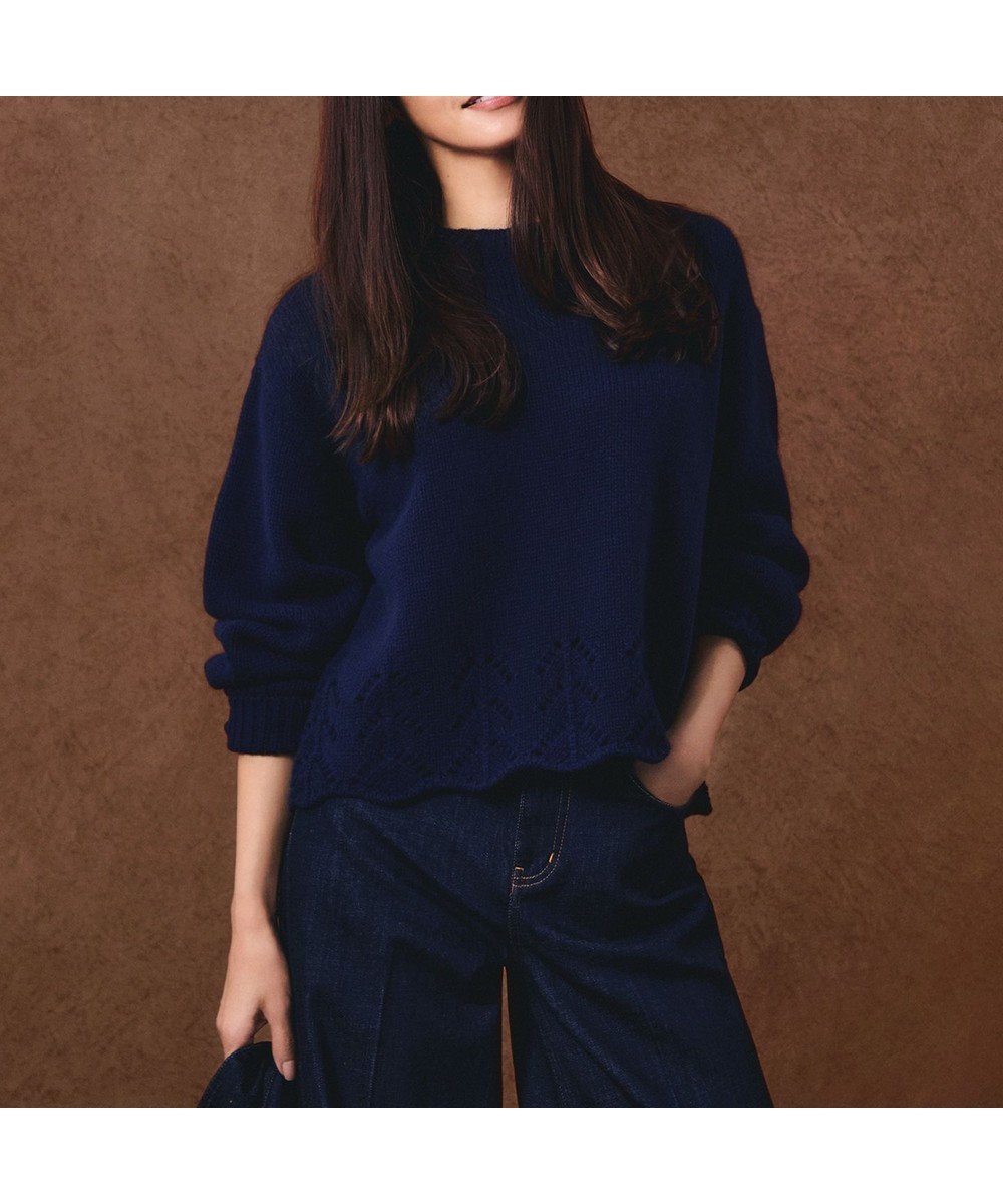 【23区/NIJYUSANKU】の【滝沢眞規子さん着用/洗える】レーシーヘムデザイン パフスリーブ ニット 人気、トレンドファッション・服の通販 founy(ファニー) 　ファッションモデル・俳優・女優　Models　女性　Women　滝沢眞規子　Takizawa Makiko　ファッション　Fashion　レディースファッション　Fashion for Women　トップス・カットソー　Cut & Sew Tops　ニット　Knit Tops & Sweaters　インナー　Innerwear　洗える　Machine Washable　カットソー　Cut and Sewn Top　クラシック　Classic, Timeless Style　シンプル　Simple, Minimal　スリーブ　Sleeve, Long Sleeve / Short Sleeve　セーター　Sweater, Knitwear　透かし　Cut-Out, Lacework　フェミニン　Feminine, Girly　フレア　Flare, Flared　A/W・秋冬　Autumn/Winter　冬　Winter / This Winter　おすすめ　Recommended / Our Picks　エレガント 上品　Elegant　2025年　2025　2025-2026秋冬・A/W　Autumn/Winter 2025–26 AW25–26　 other-1|ID: prp329100004763015 ipo3291000000035608194