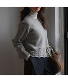 【23区/NIJYUSANKU】の【滝沢眞規子さん着用/洗える】レーシーヘムデザイン パフスリーブ ニット ライトグレー系|ID: prp329100004763015 ipo3291000000035608197