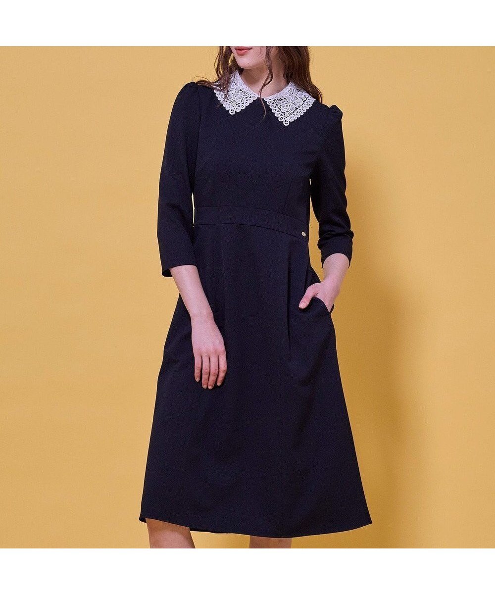 【トッカ/TOCCA】の【八木アリサさん着用】【WEB限定カラーあり・消臭】SWEET TEA TIME LACE ドレス インテリア・キッズ・メンズ・レディースファッション・服の通販 founy(ファニー) 　ファッションモデル・俳優・女優　Models　女性　Women　八木アリサ　Yagi Arisa　ファッション　Fashion　レディースファッション　Fashion for Women　ワンピース　Dresses　フォーマル・パーティードレス・結婚式用ドレス　Elegant & Casual Dresses　エレガント 上品　Elegant　カーディガン　Cardigan, Knitwear　クラシカル　Classical, Vintage-Inspired　ジャケット　Jacket, Outerwear　ストレッチ　Stretch, Stretchy Fabric　ドレス　Dress, One-Piece　人気　Popular, Best Seller　フィット　Fit, Slim Fit　フレア　Flare, Flared　レース　Lace, Lace Fabric　A/W・秋冬　Autumn/Winter　S/S・春夏　SS, Spring/Summer, Warm Season　おすすめ　Recommended / Our Picks　夏　Summer　ビジネス 仕事 通勤　Business / Work / Commuting　[WEB限定]ネイビー系|ID: prp329100004763021 ipo3291000000034779248