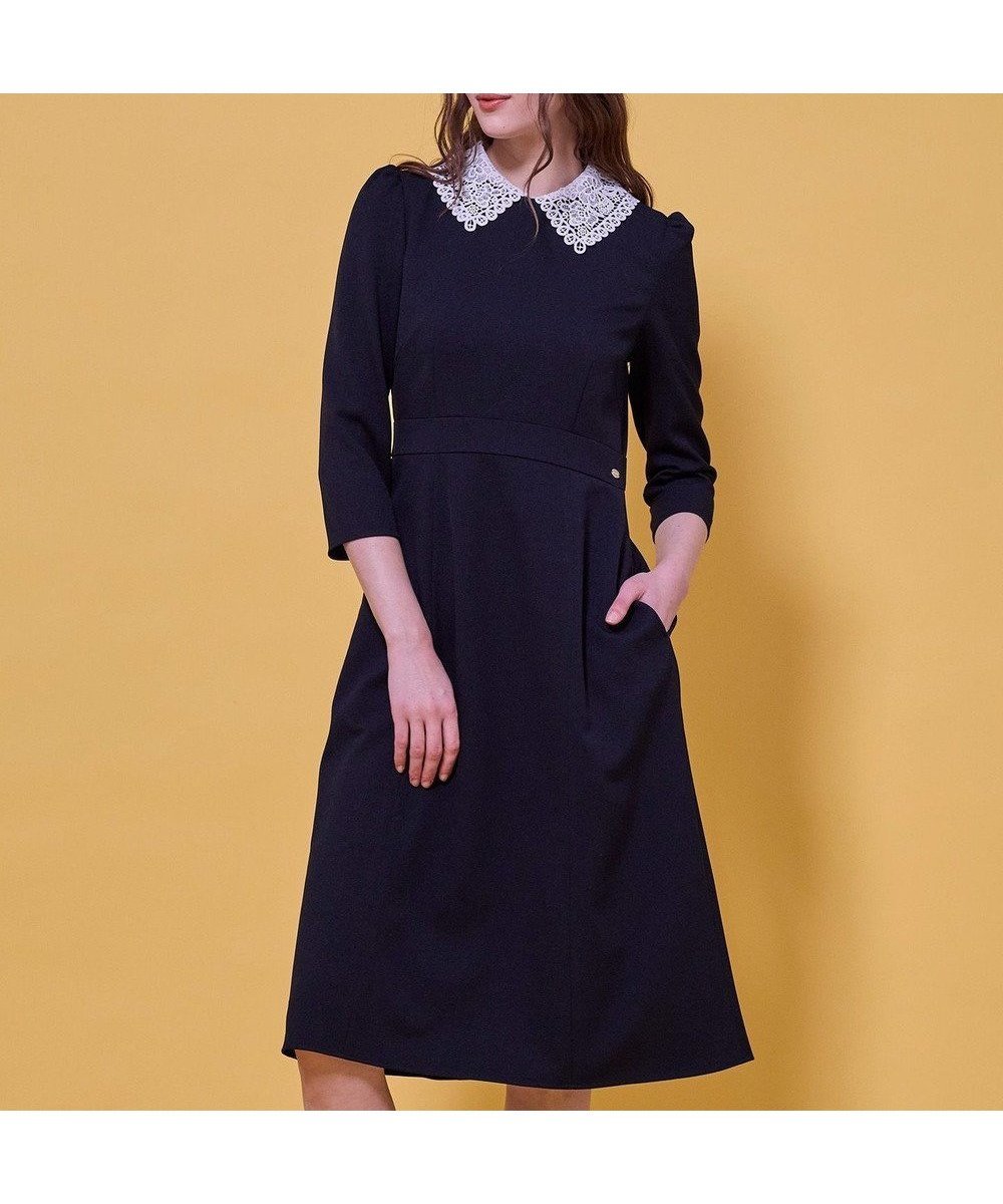 【トッカ/TOCCA】の【宮本茉由さん・八木アリサさん着用】【WEB限定カラーあり・消臭】SWEET TEA TIME LACE ドレス インテリア・キッズ・メンズ・レディースファッション・服の通販 founy(ファニー) 　ファッションモデル・俳優・女優　Models　女性　Women　宮本茉由　MIyamoto Mayu　八木アリサ　Yagi Arisa　ファッション　Fashion　レディースファッション　Fashion for Women　ワンピース　Dresses　フォーマル・パーティードレス・結婚式用ドレス　Elegant & Casual Dresses　エレガント 上品　Elegant　カーディガン　Cardigan, Knitwear　クラシカル　Classical, Vintage-Inspired　ジャケット　Jacket, Outerwear　ストレッチ　Stretch, Stretchy Fabric　ドレス　Dress, One-Piece　人気　Popular, Best Seller　フィット　Fit, Slim Fit　フレア　Flare, Flared　レース　Lace, Lace Fabric　A/W・秋冬　Autumn/Winter　S/S・春夏　SS, Spring/Summer, Warm Season　おすすめ　Recommended / Our Picks　夏　Summer　ビジネス 仕事 通勤　Business / Work / Commuting　[WEB限定]ネイビー系|ID: prp329100004763021 ipo3291000000035603116