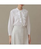 【組曲/KUMIKYOKU】の【KUMIKYOKU NAVY】コットンタッチシャーティングラッフルフレア ブラウス 人気、トレンドファッション・服の通販 founy(ファニー) ファッション Fashion レディースファッション Fashion for Women トップス・カットソー Cut & Sew Tops シャツ・ブラウス・オフィスカジュアル Elegant Blouses & Button-Ups インナー Innerwear オケージョン Occasion Wear カフス Cuff Design コレクション Collection, Seasonal Line ジャケット Jacket, Outerwear ストレッチ Stretch, Stretchy Fabric フォルム Silhouette, Form フォーマル Formal, Dressy フレア Flare, Flared ブラウジング Blouson Silhouette, Cinched Waist リボン Ribbon, Bow A/W・秋冬 Autumn/Winter 2022年 2022 S/S・春夏 SS, Spring/Summer, Warm Season 2022-2023秋冬・A/W Autumn/Winter 2022–23 AW22–23 夏 Summer エレガント 上品 Elegant セレモニー Ceremony 入学式 Entrance Ceremony 卒業式 Graduation Ceremony 結婚式 Wedding thumbnail ホワイト系|ID: prp329100004763050 ipo3291000000034606597