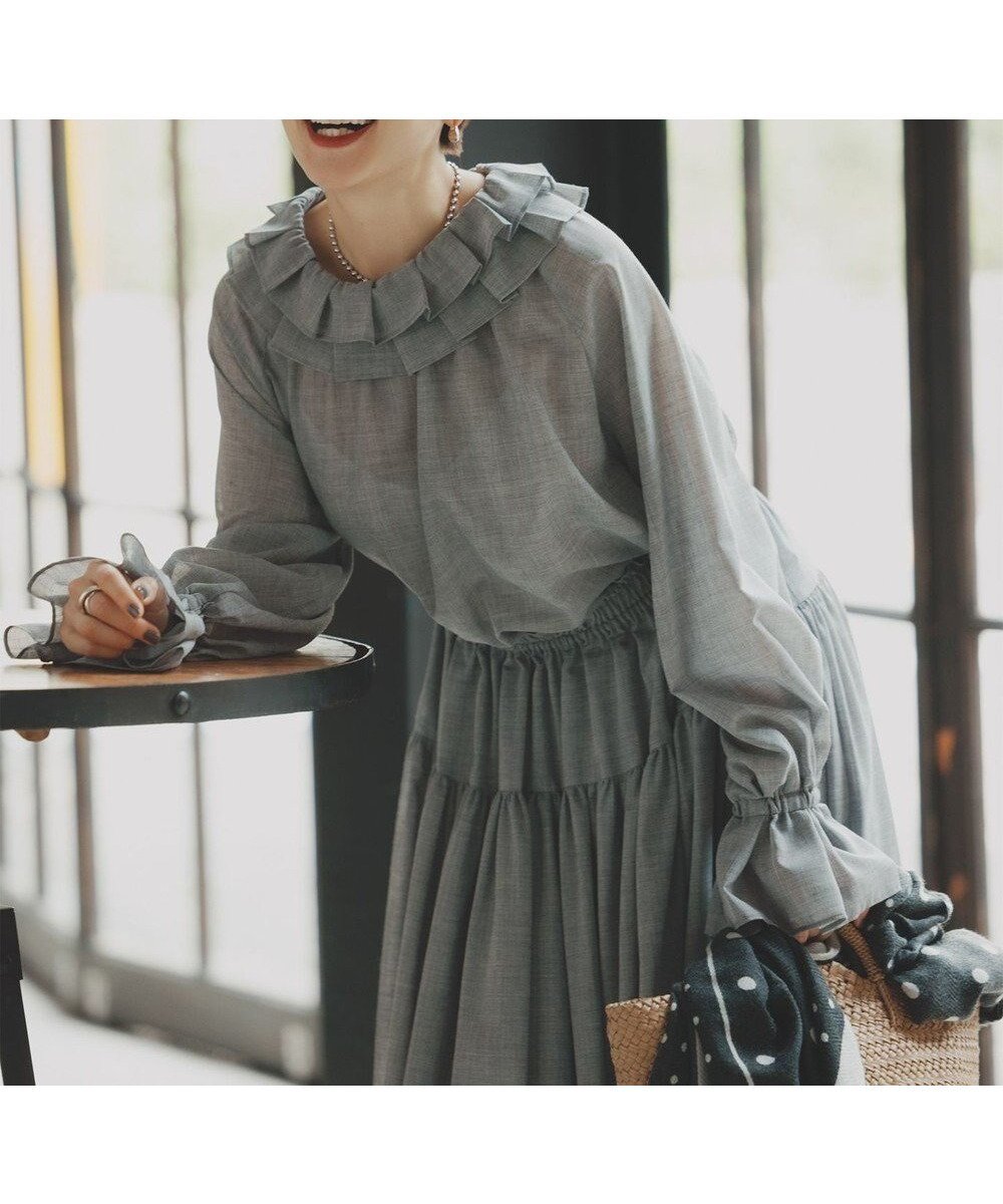 【ハッシュニュアンス/#Newans】の【前後着用可能】【高山都さんコラボ】ビッグカラー2WAYブラウス インテリア・キッズ・メンズ・レディースファッション・服の通販 founy(ファニー) 　ファッション　Fashion　レディースファッション　Fashion for Women　トップス・カットソー　Cut & Sew Tops　シャツ・ブラウス・オフィスカジュアル　Elegant Blouses & Button-Ups　洗える　Machine Washable　コラボ　Collaboration, Collab　スリーブ　Sleeve, Long Sleeve / Short Sleeve　セットアップ　Set-Up, Coordinated Outfit　なめらか　Smooth, Silky Texture　バランス　Balance, Style Balance　ビッグ　Big, Oversized　A/W・秋冬　Autumn/Winter　エレガント 上品　Elegant　グレー|ID: prp329100004763072 ipo3291000000034474355