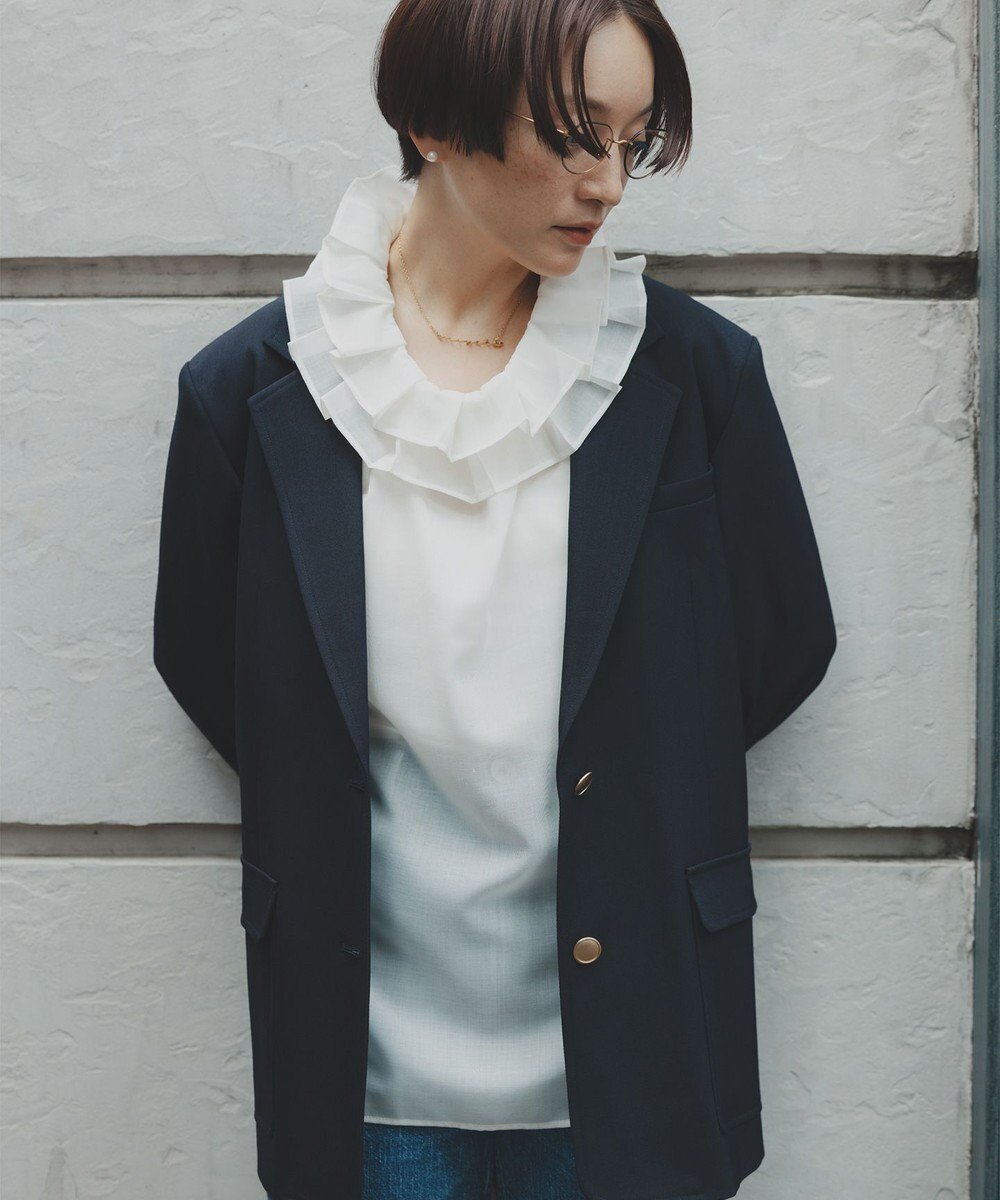 【ハッシュニュアンス/#Newans】の【LEE掲載アイテム/高山都さんコラボ】オーバーサイズテーラードジャケット インテリア・キッズ・メンズ・レディースファッション・服の通販 founy(ファニー) 　雑誌掲載アイテム　Magazine Picks & Fashion Features　ファッション雑誌　Fashion Magazines　リー　LEE　ファッション　Fashion　レディースファッション　Fashion for Women　アウター　Coat / Outerwear Collection　レディースジャケット・軽アウター　Jackets　テーラードジャケット / 通勤・きれいめスタイル　Tailored Jackets & Blazers　クラシック　Classic, Timeless Style　コラボ　Collaboration, Collab　ジャケット　Jacket, Outerwear　ストレッチ　Stretch, Stretchy Fabric　雑誌　Magazine, Fashion Magazine　チェック　Check, Plaid, Tartan　ツイード／ツィード　Choker, Choker Necklace　パイピング　Piping, Trim Design　フィット　Fit, Slim Fit　冬　Winter / This Winter　A/W・秋冬　Autumn/Winter　エレガント 上品　Elegant　ネイビー|ID: prp329100004763073 ipo3291000000035410484