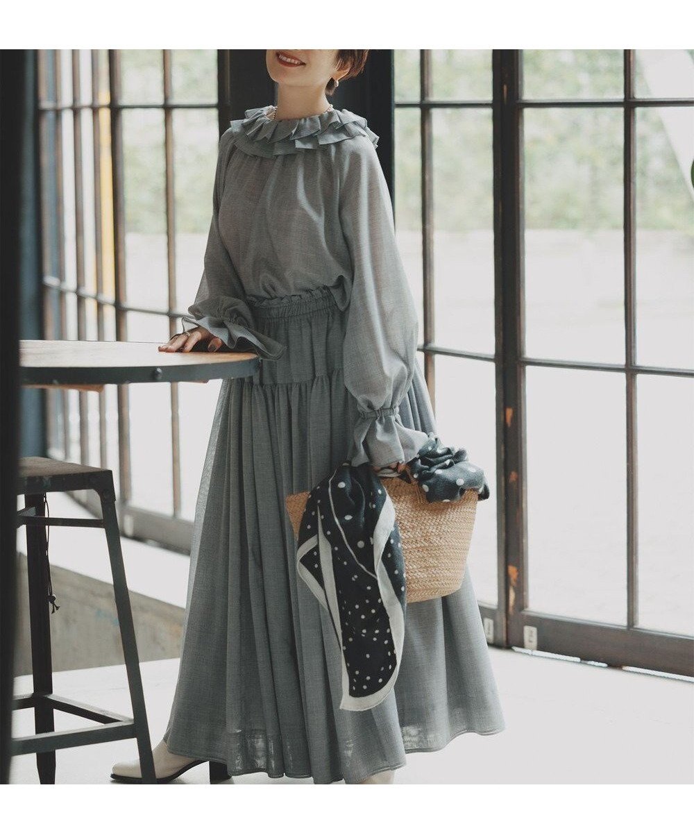 【ハッシュニュアンス/#Newans】の【LEE掲載アイテム/高山都さんコラボ】ダブルギャザーロングスカート インテリア・キッズ・メンズ・レディースファッション・服の通販 founy(ファニー) 　雑誌掲載アイテム　Magazine Picks & Fashion Features　ファッション雑誌　Fashion Magazines　リー　LEE　ファッション　Fashion　レディースファッション　Fashion for Women　スカート　Skirts　ロングスカート　Long Skirts / Maxi & Midi Skirts　洗える　Machine Washable　ギャザー　Gathered, Ruffled　コラボ　Collaboration, Collab　セットアップ　Set-Up, Coordinated Outfit　雑誌　Magazine, Fashion Magazine　ティアード　Tiered, Tiered Style　ドローコード　Drawcord, Drawstring Cord　なめらか　Smooth, Silky Texture　バランス　Balance, Style Balance　A/W・秋冬　Autumn/Winter　グレー|ID: prp329100004763074 ipo3291000000035410488